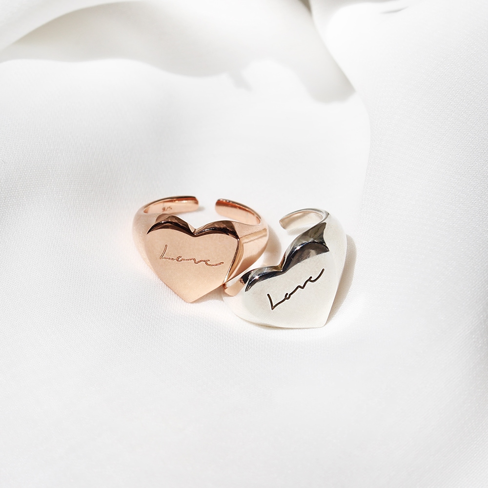 シルバーフラットハートオープンリング