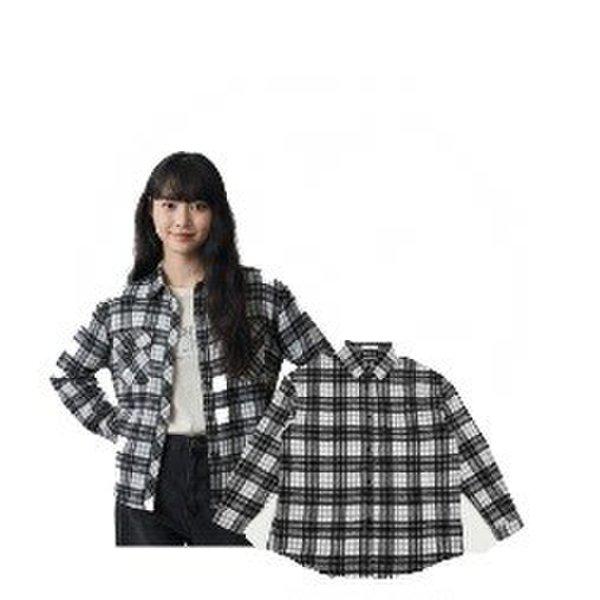 女性チェックオーバーフィットシャツ 10540-120-827-25AB-SH