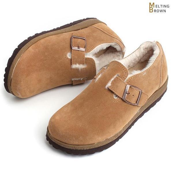 女性用冬スリッポン 裏起毛 スエードスニーカー BE01