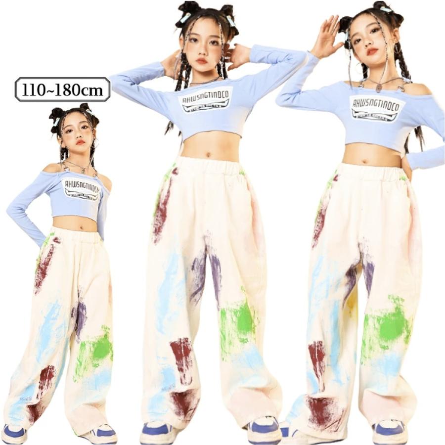 [新品入荷]チアダンス ジャズダンス 応援団 ダンスウェア キッズダンス衣装 HIPHOP キッズダンス ガールズ 練習着 子供服 ステージ衣装 女の子 白 ホワイト 青 ブルー