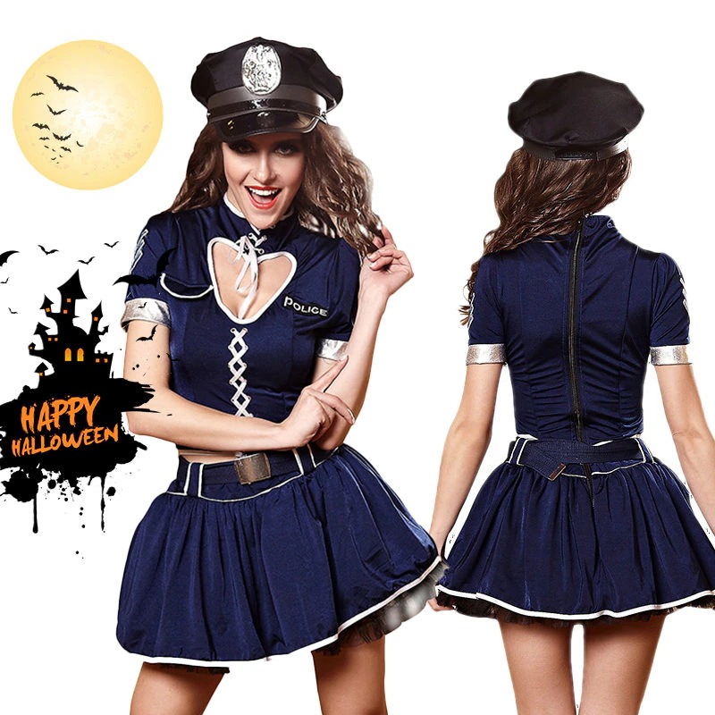 ハロウィン コスプレ ポリス ミニスカポリス 警察 警官 衣装 シャツ ポリス帽子 4点セット 仮装 コスチューム こすぷれ 定番 おすすめ 可愛い 男ウケ セクシー 大きいサイズ 大人 レディ今日は