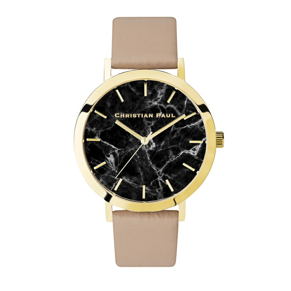 日本正規品 クリスチャンポール 腕時計 手表 メンズ レディース 誕生日プレゼント ブラックマーブル ヌードベージュ 革ベルト 仕事用 おしゃれ ブランド 時計 結婚記念日 ギフト 男性 女性 男友達