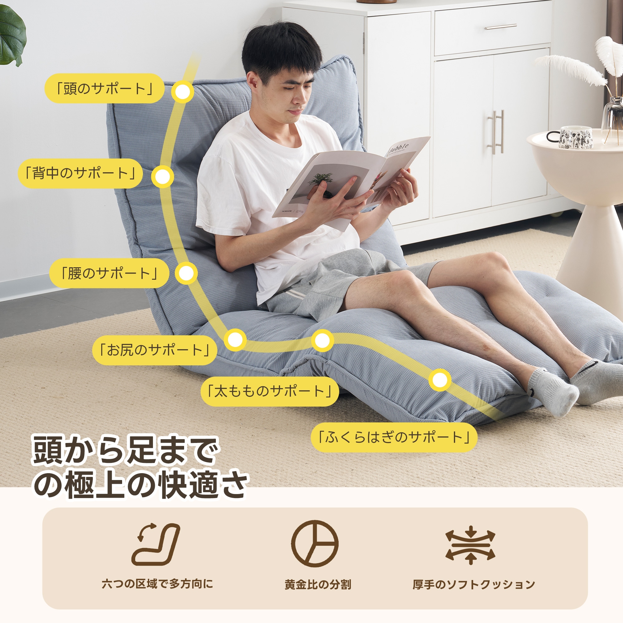 【国内へ発送&送·料·無·料】1452ソファーベッド ソファベッド ローソファー 1人掛け マルチに使える 幅90cm 18段階リクライニング 座椅子 1人掛け ソファ 折りたたみ 折り畳み コンパク