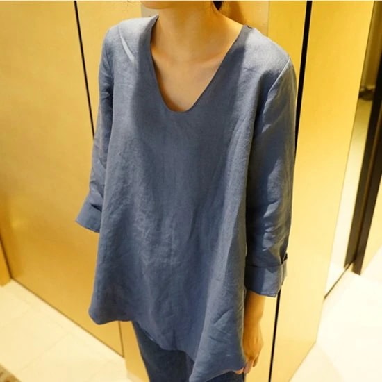 シャツ レディース ン コットン 麻 綿 トップス 薄型 無地 体型カバー Uネック ゆったり シャツ レディース ン コットン 麻 綿 トップス 薄型 無地 体型カバー