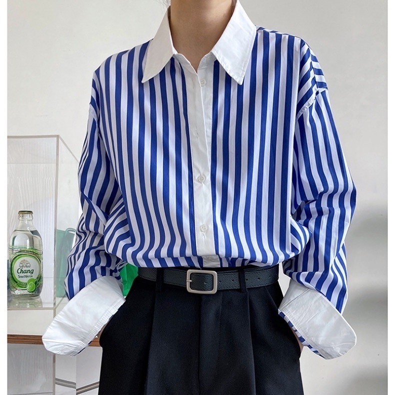 ストライプ シャツ トップス 長袖 襟付き ストレート かわいい 可愛い きれいめ シンプル カジュアル 上品 おしゃれ お洒落 かっこいい 可愛い 女子 こなれ感 ラフ 7,711円
