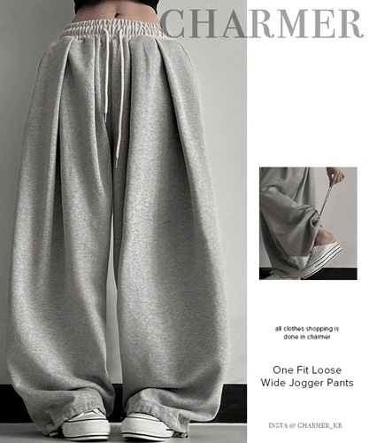 [高クオリティ/男女共用] ワンフィット ルーズ ワイド ピンタック トレーニング パンツ - 3color