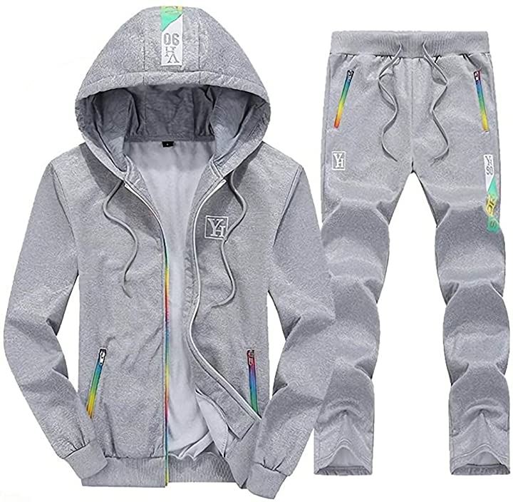 アスペルシオ 長袖 スエット パーカー 2点セット フード付き メンズ ロングパンツ スウェット 上下セット スポーツ トレーニング 灰色(グレー, 04.2XL(日本サイズ：XL))