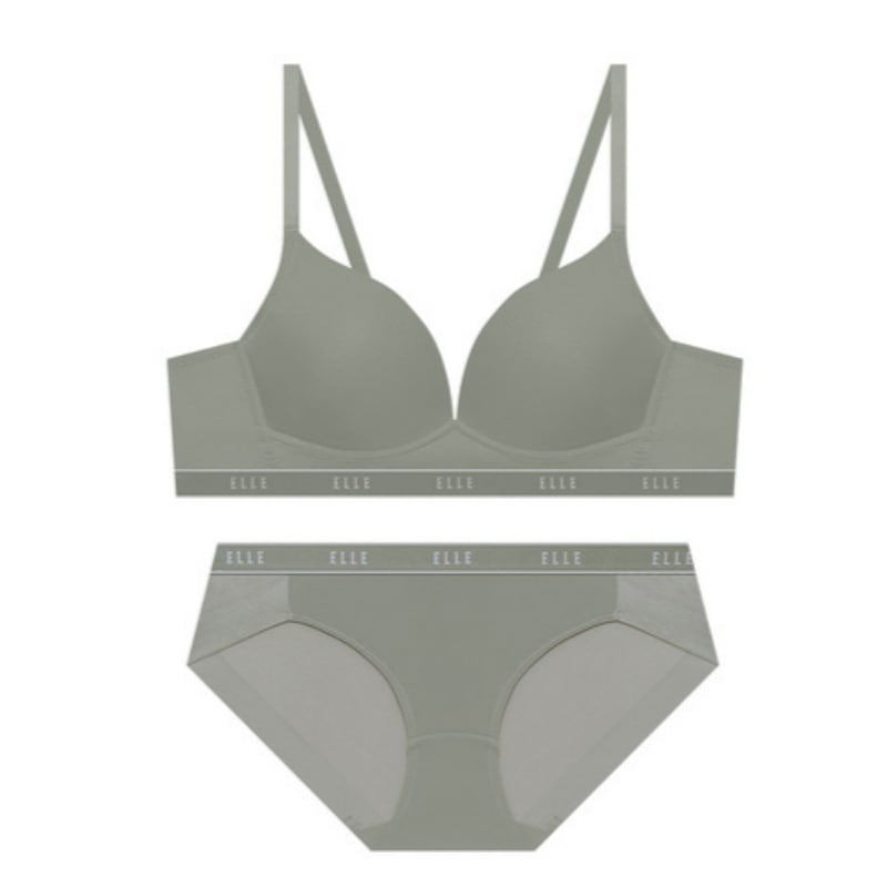 ニュー エアロクール コンフォートフィット ノーワイヤ ブラ パンツ セット - カーキグレー 75A 95