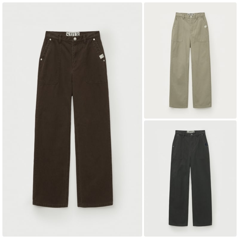 【SATUR】 25FW (W) DYING SEMI WIDE FATIGUE PANTS : 3COLORS