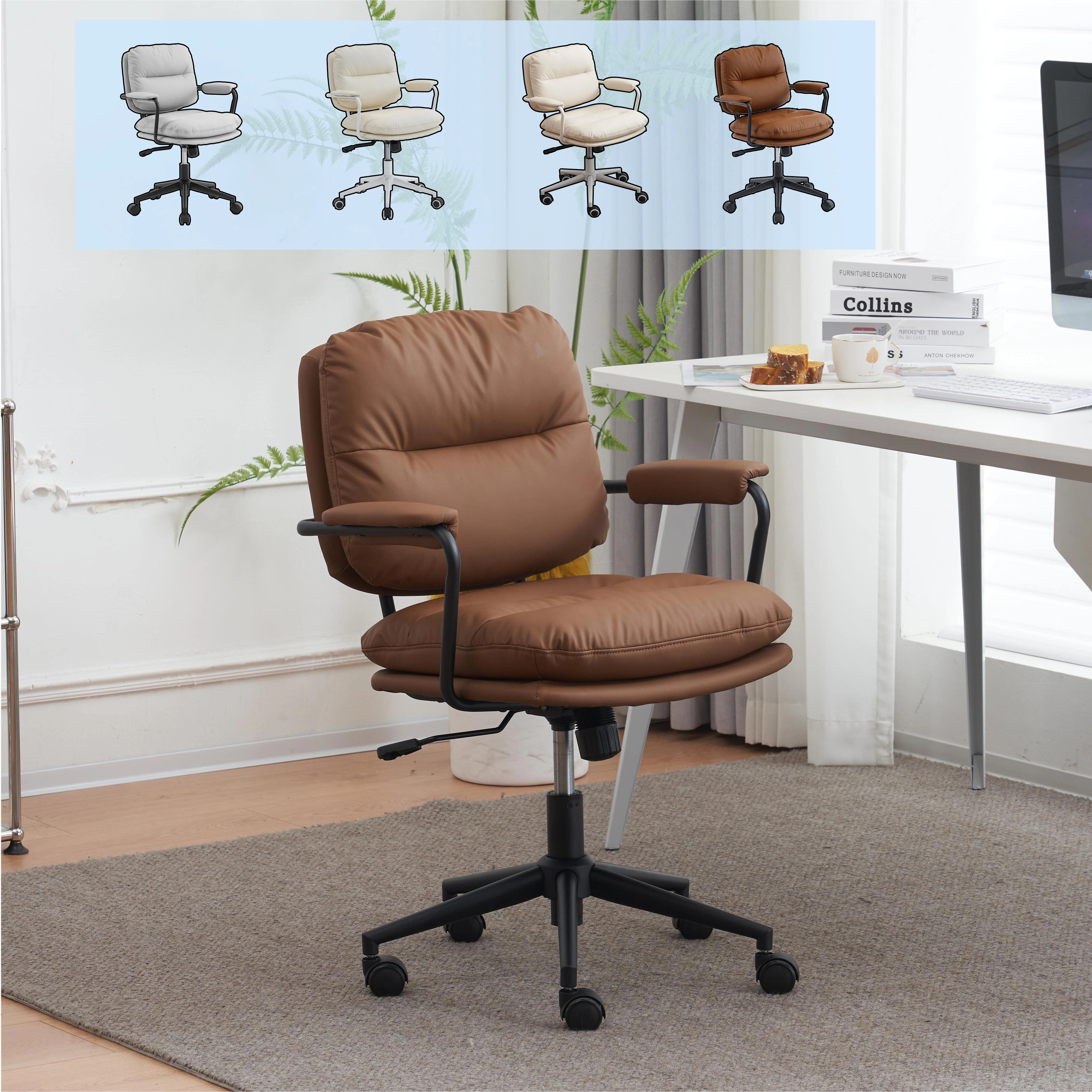 【国内即日発送】デスクチェア 在宅ワーク オフィスチェア おしゃれ ソフトパッド　極上の座り心地　360回転 椅子 肘付 チェア 学習 かわいい シンプル 疲れにくい テレワーク 静音キャスタ