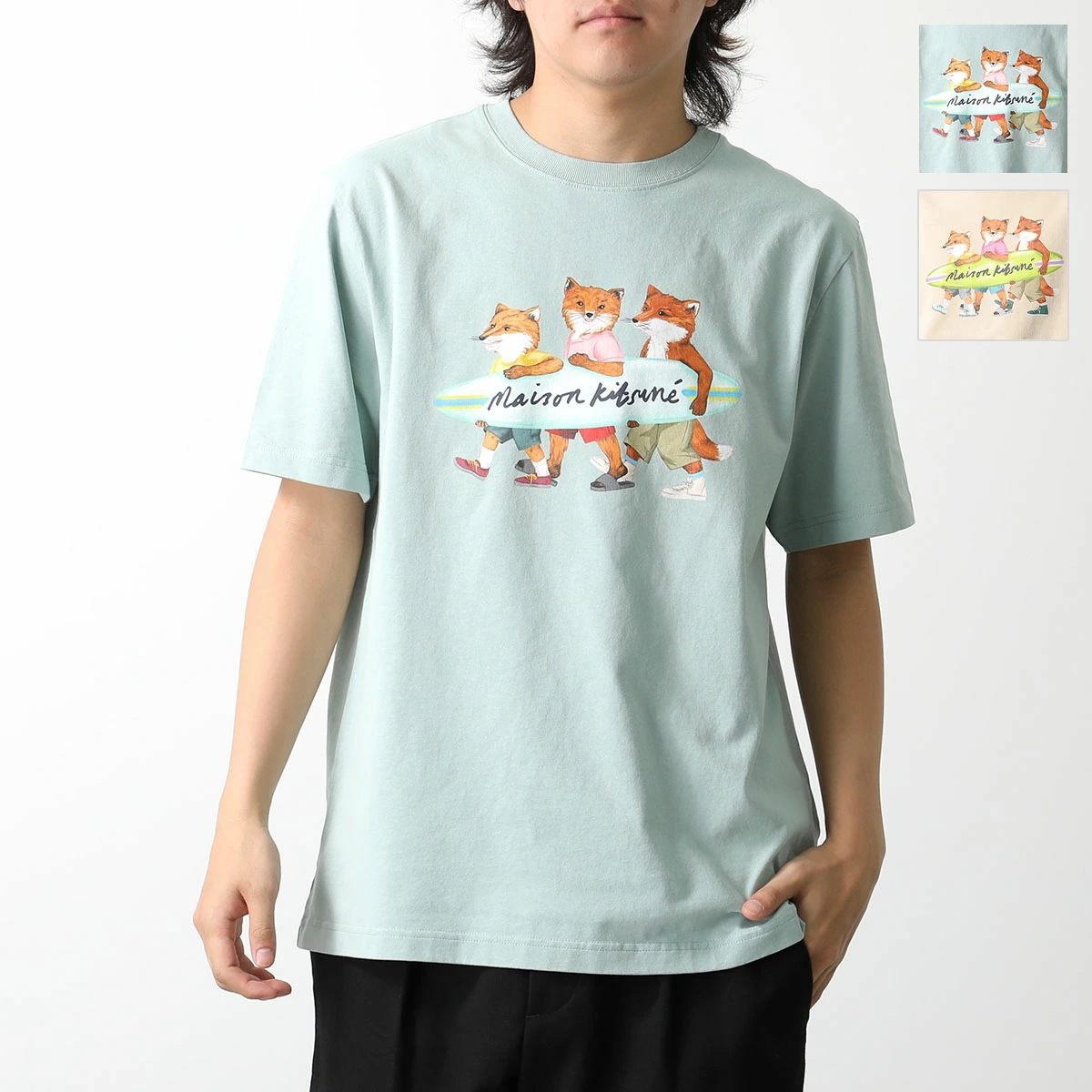 MAISON KITSUNE メゾンキツネ Tシャツ MM00120KJ0118 メンズ 半袖 クルーネック カットソー フォックス ロゴT コットン カラー2色