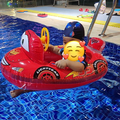 子供用浮き輪赤い車の座輪ハンドル1-6歳の赤ちゃんのラッパボートの座輪浮き輪
