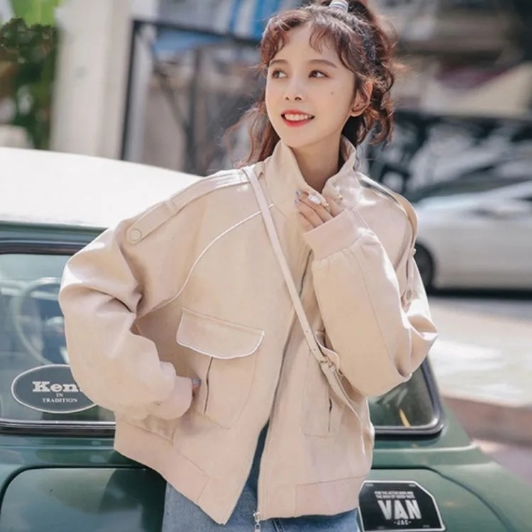 ブルゾン ジャンパー ジッパー ジャケット アプリコット ホワイト 白 ラグランスリーブ ミリタリー 6,953円