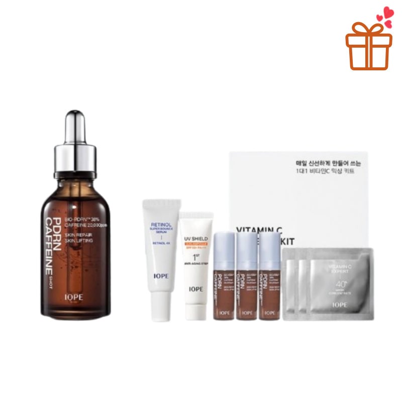 【企画セット】 カフェイン(Caffeine Shot) アンプル 50ml＋ビタミンCシナジーキット/美容液 リペア うるおい むくみ サポート/ 保湿 ハリ 弾力 肌キメ リフトアップ し