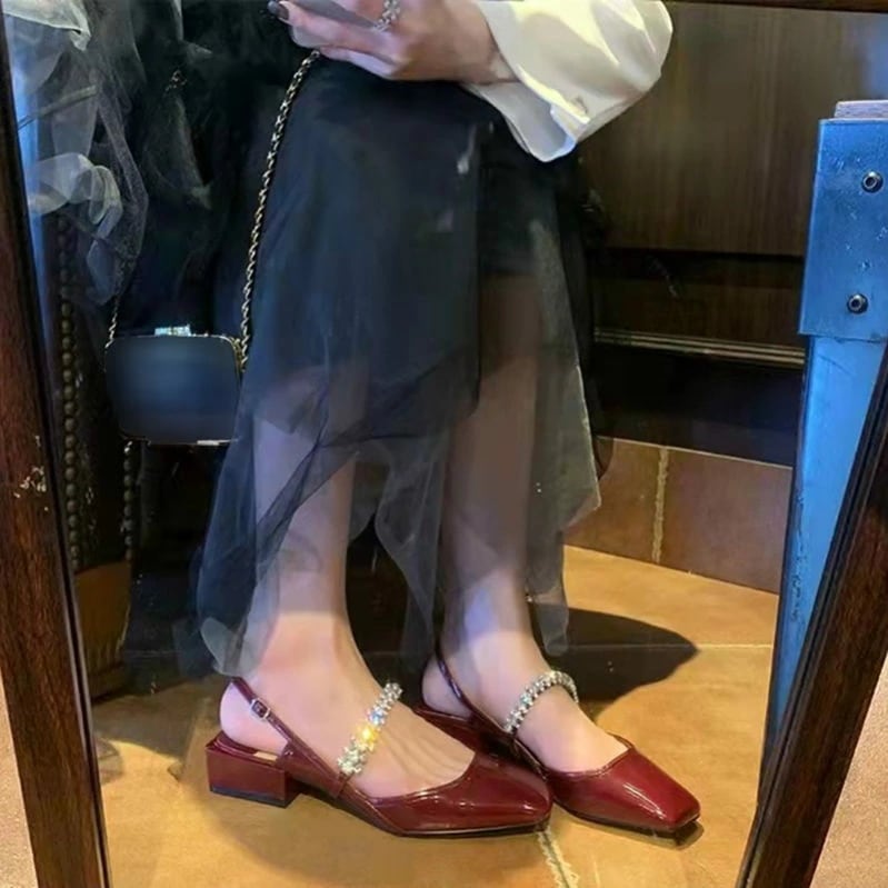 1000円OFFクーポン パンプス デート 結婚式 入学式 発表会 パーティー フォーマル 靴 痛くない レディース ハイヒール スクエアトゥ バックストラップ 大きいサイズ 美脚 黒 エナメル 歩き