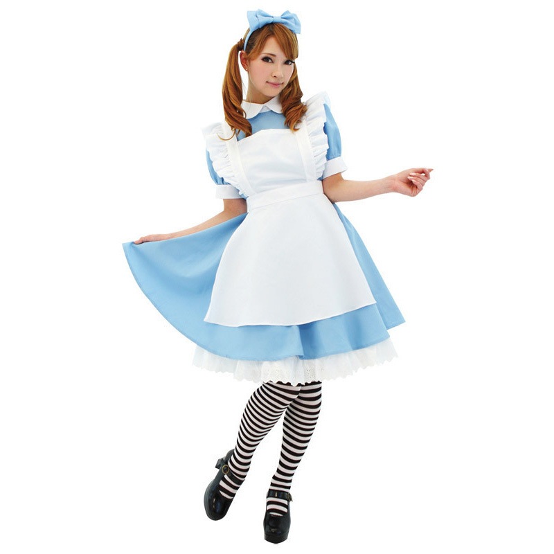 コスプレアリス夢遊病ワンダーランド超萌えメイド服水色メイド服cosアニメ衣装衣装衣装衣装