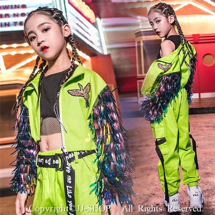 3点セット タンクトップ付き 蛍光 ジャケット サルエルパンツ ヒップホップ HIPHOP ダンス