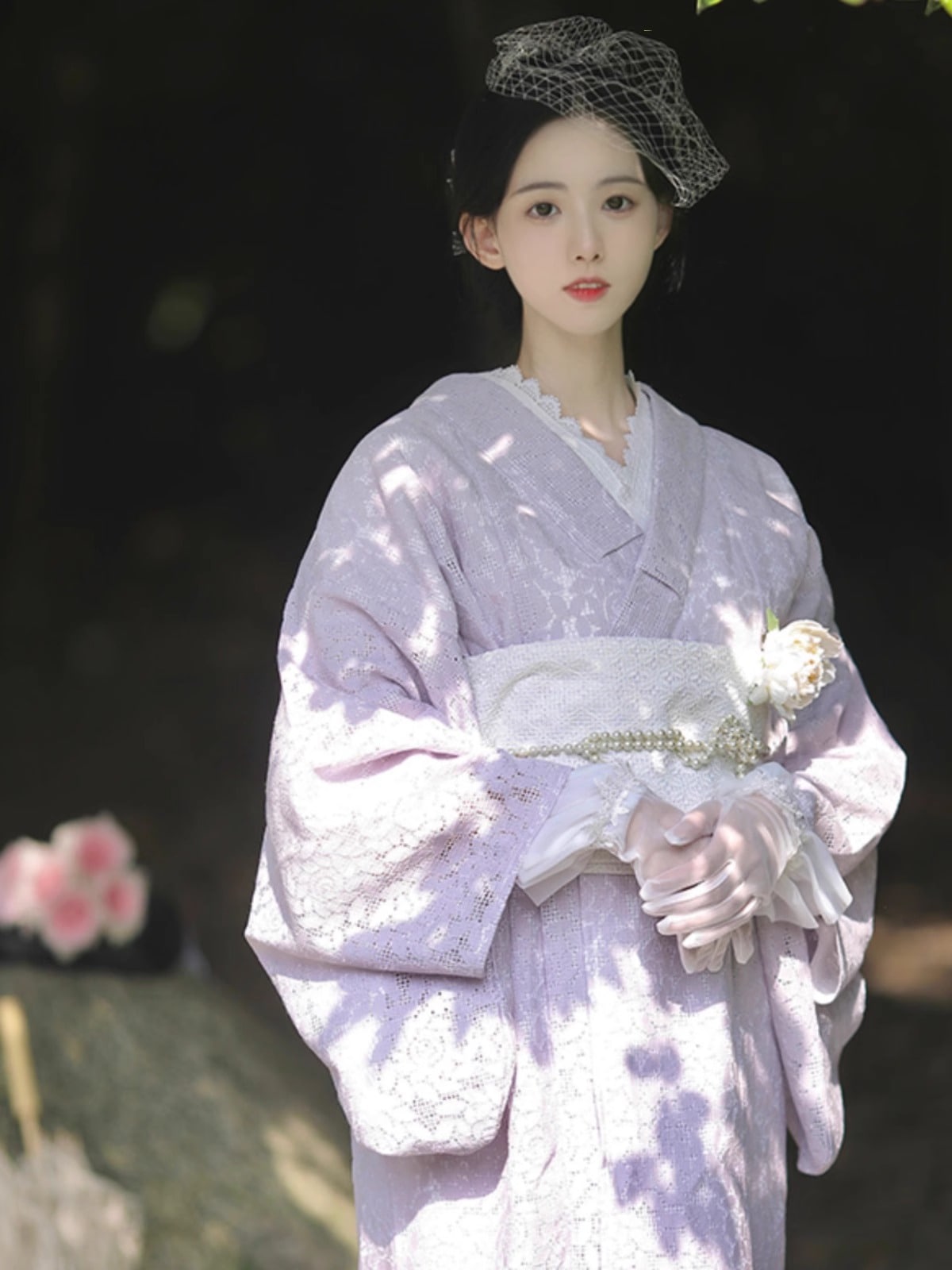 【本日限定2025new】 浴衣 レディース レース浴衣 パープル 女性和服 女性浴衣 腰帯 ゆかた