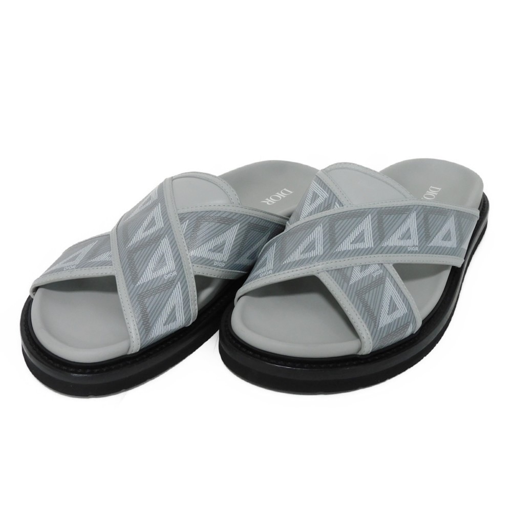 【中古】 サンダル 42 ロゴ スムース カーフ 27cm アクア CD ダイヤモンド 3SA112ZPP_H868