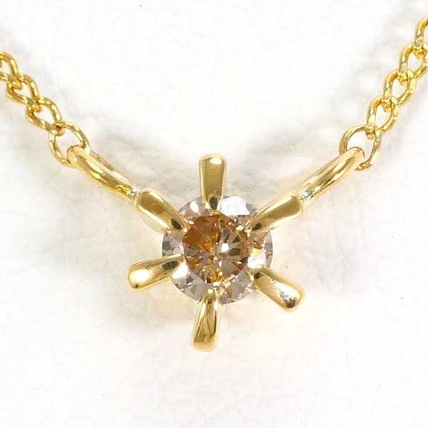 K18 18金 YG イエローゴールド ネックレス ブラウンダイヤ 0.03 ジュエリー 中古