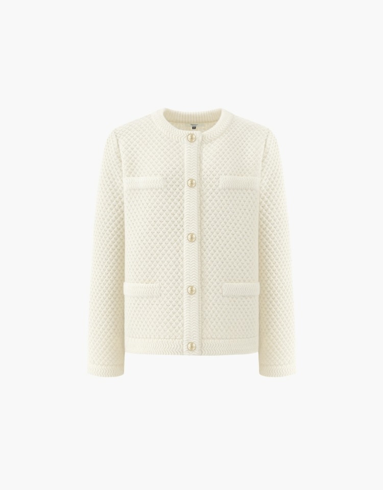 【DEPOUND】 TWEED KNIT CARDIGAN : IVORY