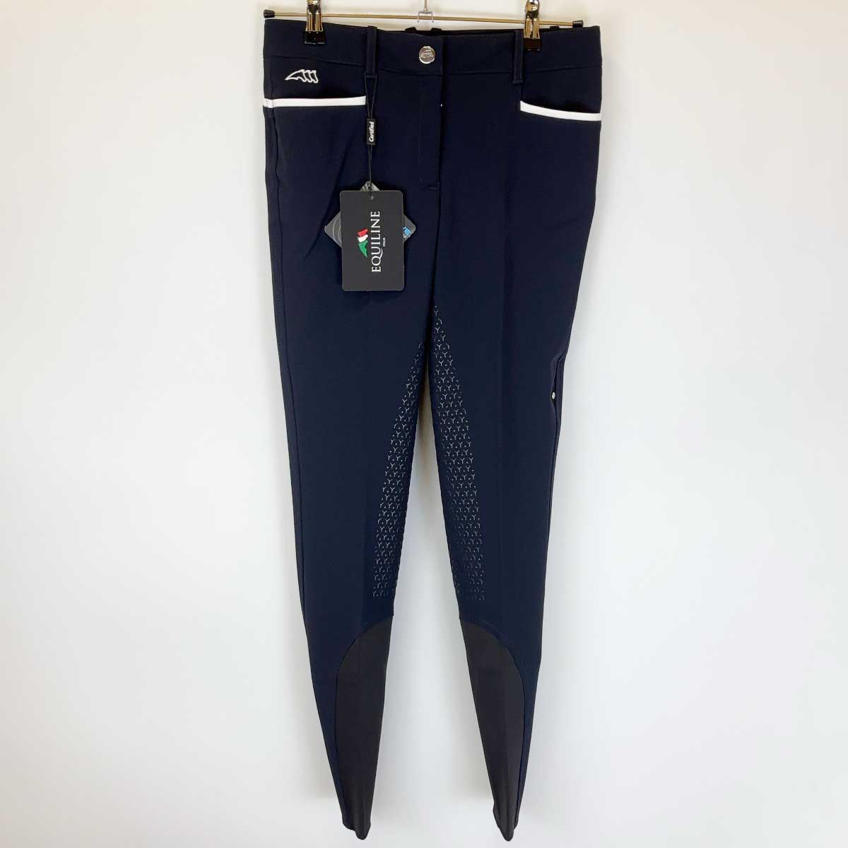 【中古・未使用品】EQUILINE エクイライン キュロット EIDACEF フルグリップ パンツ FULL GRIP 44 BLUE ネイビー N08963 レディース 乗馬