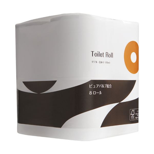 TANOSEE トイレットペーパーパルプブレンド ダブル 芯あり 40m 1セット(96ロール:8ロール12パック)