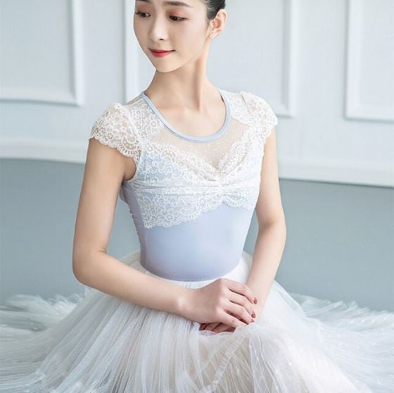女性ダンスレオタード 大人レースバレエレオタード 体操レオタード ダンス用半袖水着 バレリーナダンス