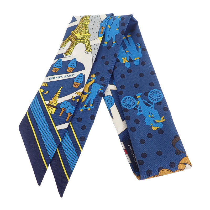 【Aランク】 パリの恋人達 ツイリー スカーフ シルク ブルーモワイヤン レディース 【ISEYA】 17,612円