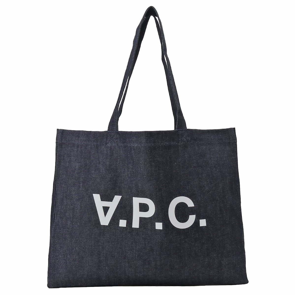 アーペーセー バッグ A.P.C. レディース メンズ ユニセックス APC ロゴプリント デニム トートバッグ ショルダーバッグ インディゴ ネイビー系 COCSX-M61446-IAI-INDIG