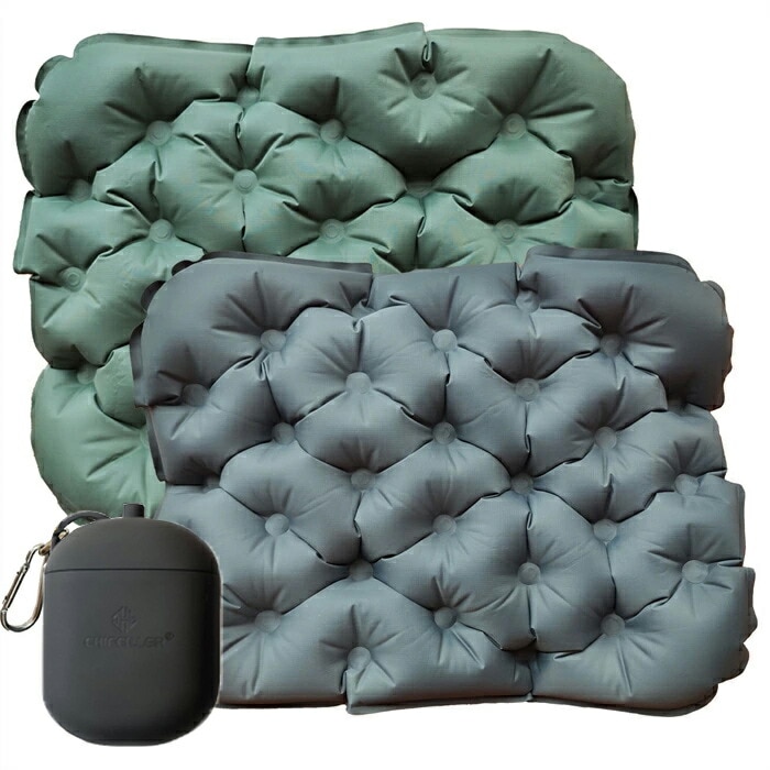 超軽量 エアークッション エアー クッション 座布団 収納ケースが空気ポンプに早変わり 野外 負担軽減 手で押すだけで簡単に膨らむ3Dエアークッション