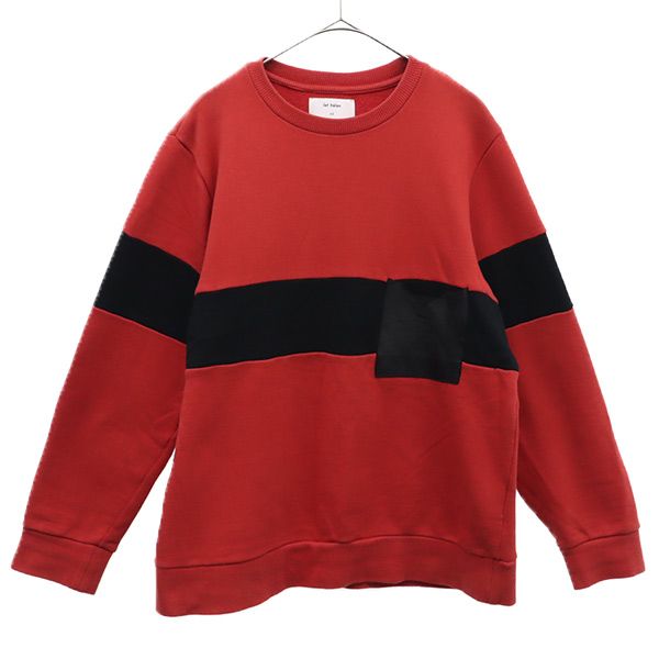 日本製 長袖 スウェット トレーナー 44 レッド×ブラック メンズ