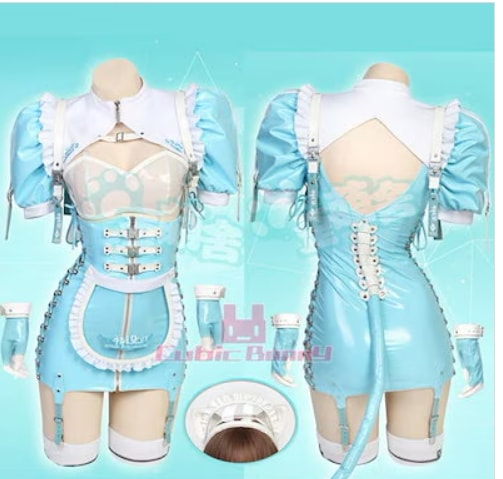 暗黒王朝AI猫メイド ブルー コスプレ衣装