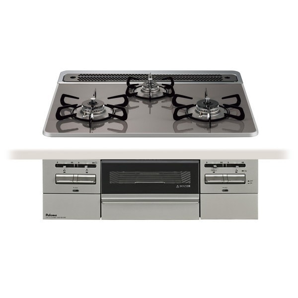 PD-743WS-60CD-LP クリアパールダークグレー BRilliO ブリリオ ビルトインガスコンロ (LPガス・60cm・3口・水無し両面焼き)