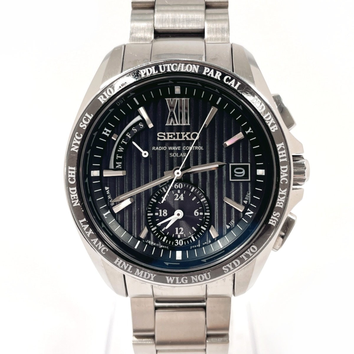 SAGA145 8B54-0AW0 ワールドタイム ブライツ 腕時計 シルバー ステンレススチール メンズ