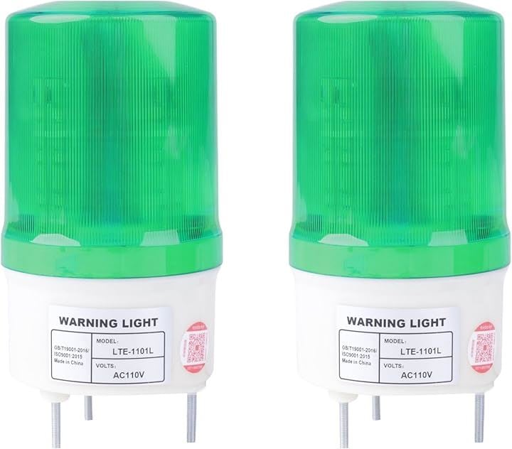 パトランプ まとめ買い 回転灯 100V LED ステー 付き 音声なし 緑 看板 警告灯 クレーン( グリーン)
