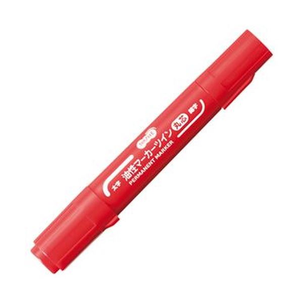 （まとめ）TANOSEE キャップ式油性マーカーツイン 太字（丸芯）+細字 赤 1セット（50本）3セット 12,782円