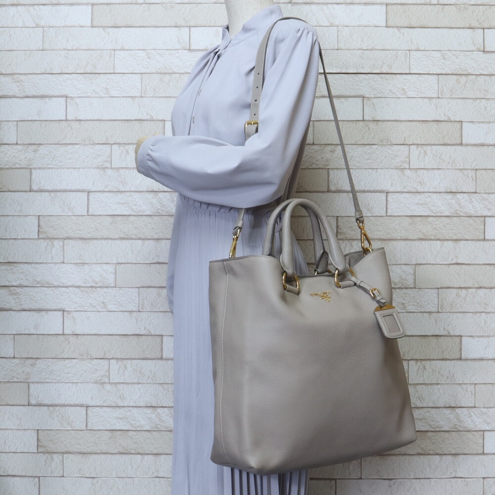 プラダ ショルダーバッグ レザー BN1713 ベージュ PRADA 中古 美品