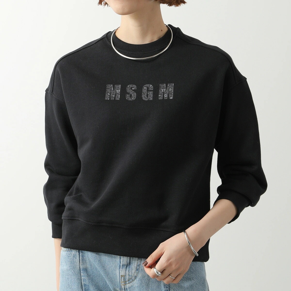 MSGM KIDS エムエスジーエム キッズ トレーナー F5MSJGSW145 レディース ガールズ スウェット 長袖 コットン 裏起毛 ロゴ 110/NERO/BLACK