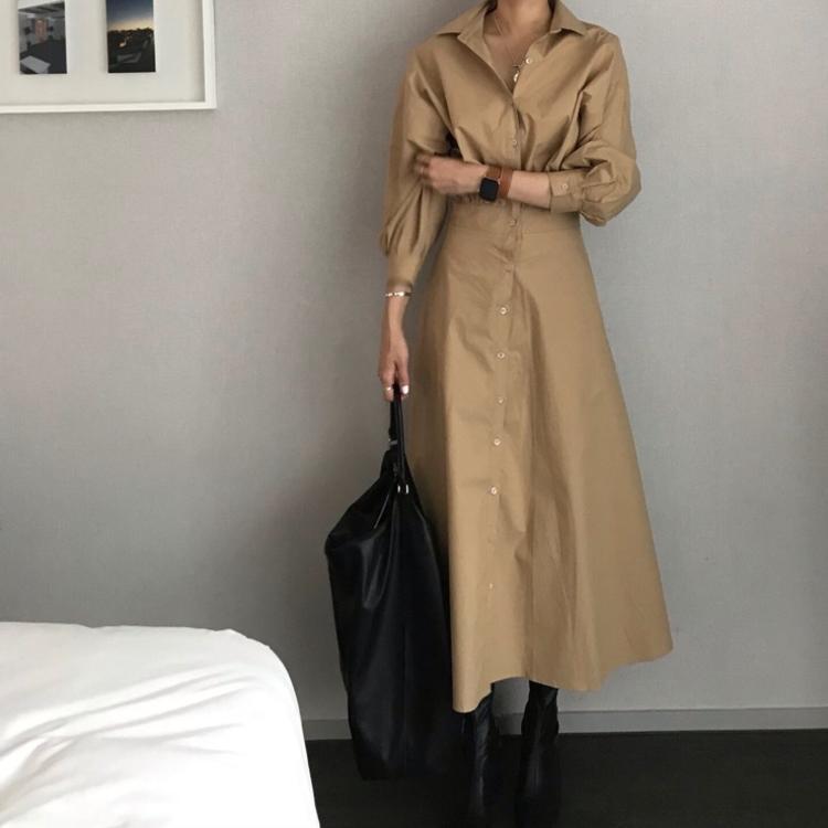 ワンピース シャツワンピース フレアワンピース ミモレ ミモレ丈 袖あり 長袖 Vネック 襟付き フレア セミフレア 前開き きれいめ シンプル カジュアル 大人 上品 おしゃれ お洒落