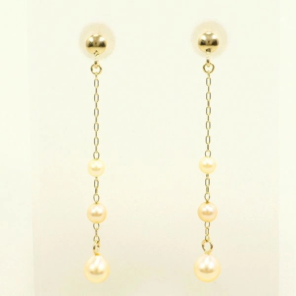 K14 14金 YG イエローゴールド ピアス パール (真珠) ジュエリー 中古