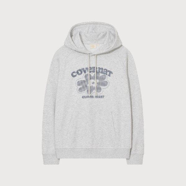 フーディー JQS CO2503HD71-HG ウーマン オーバーフィット クローバー グラフィック フーディー ヘザーグレー