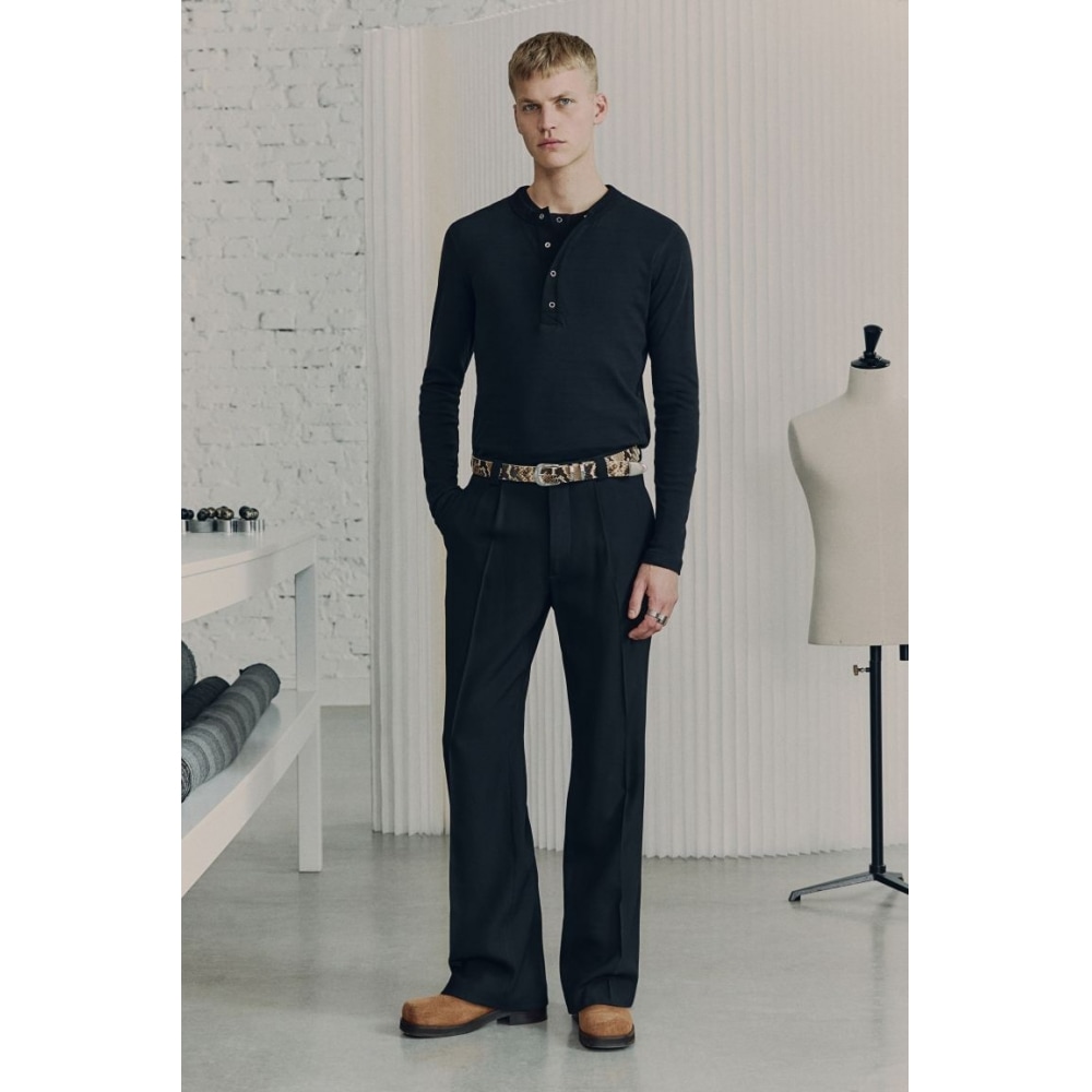 H&M ブーツカットウールブレンドパンツ ブラック