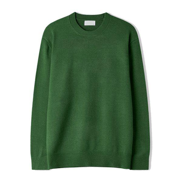 メンズ ロイ ベーシック モーダル ラウンド ニットTシャツ SG-KN-Q027-ディープグリーン