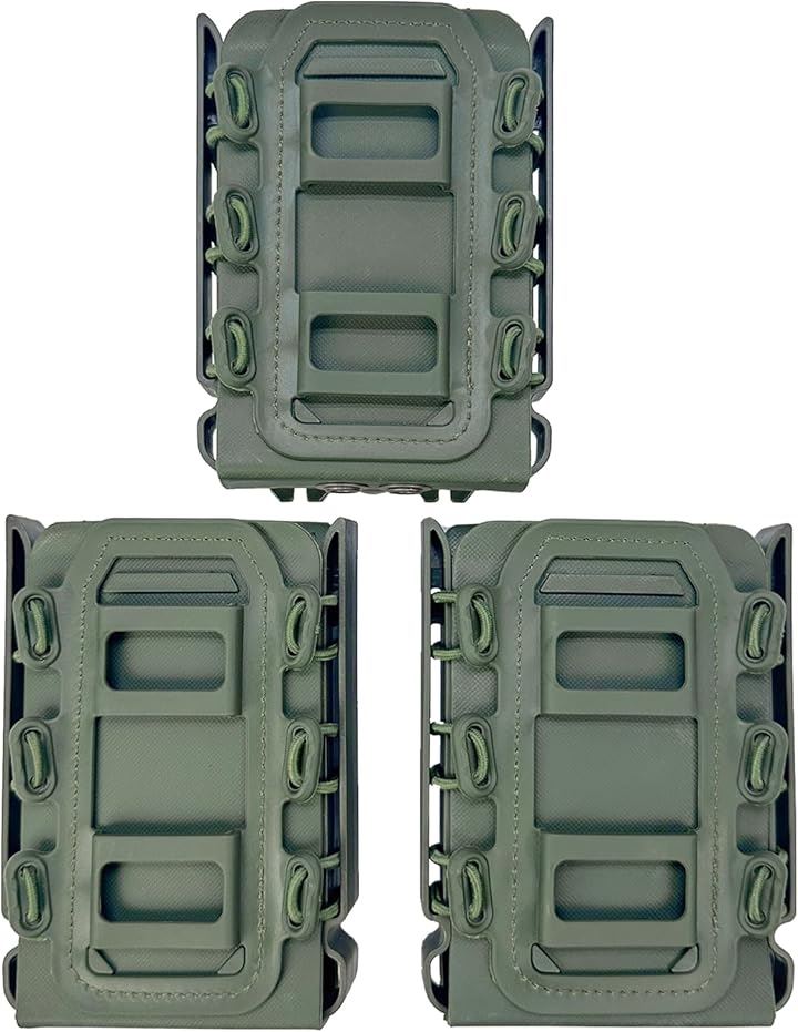 マガジンポーチ マグポーチ M4 AK P90 SCARなど対応 MOLLE ベルト 両方対応 サバゲー ソフトシャル スコーピオンタイプ( オリーブドラブ3個セット)