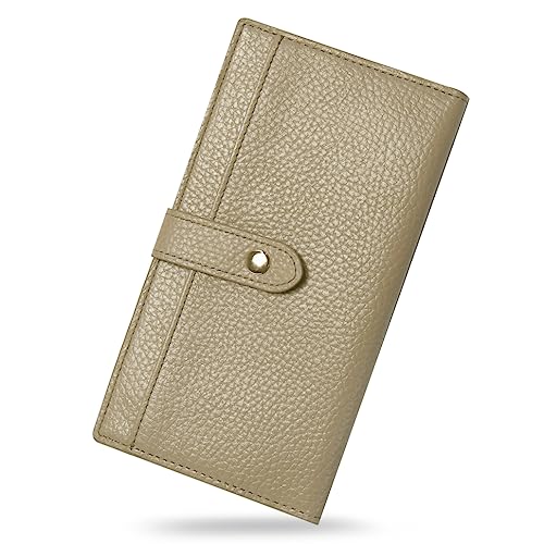 [] 薄い 長財布 本革 二つ折り レディース コンパクト 財布 カード 縦入れ 最小 軽量 薄型 薄い スリム 革 レザー 財布 大容量 使いやすい 小銭入れ メンズ (ベージュグレー)