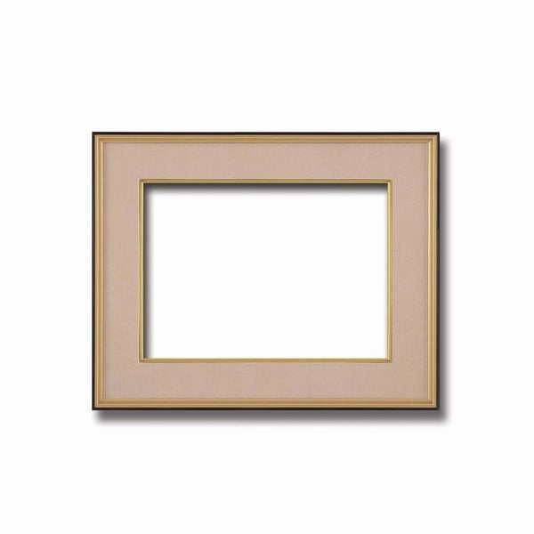 ( 和額 ) 黒い縁に金色フレーム 日本画額 色紙額 木製フレーム 黒金 色紙F6サイズ 410×318mm ベージュ 額縁 額 フレーム