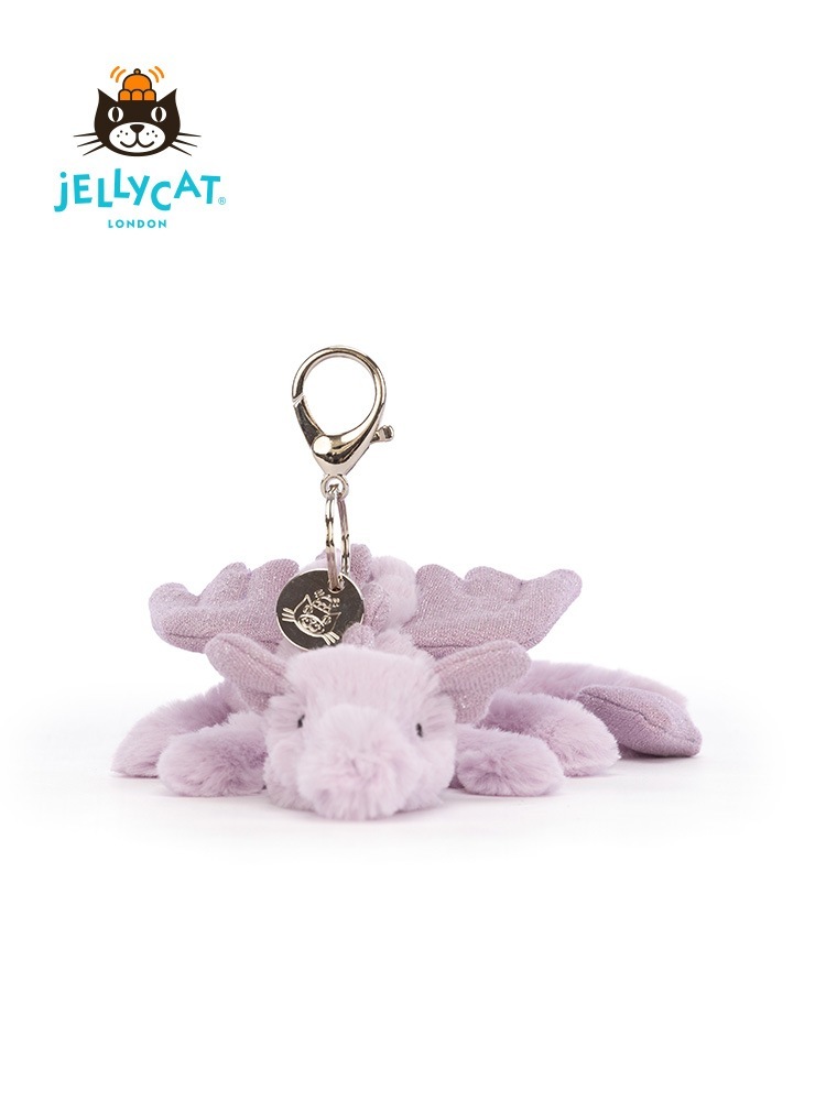 ブリティッシュジェリーキャット パープルドラゴン バッグチャーム キーホルダー 子供用おもちゃ ぬいぐるみ 人形 人形