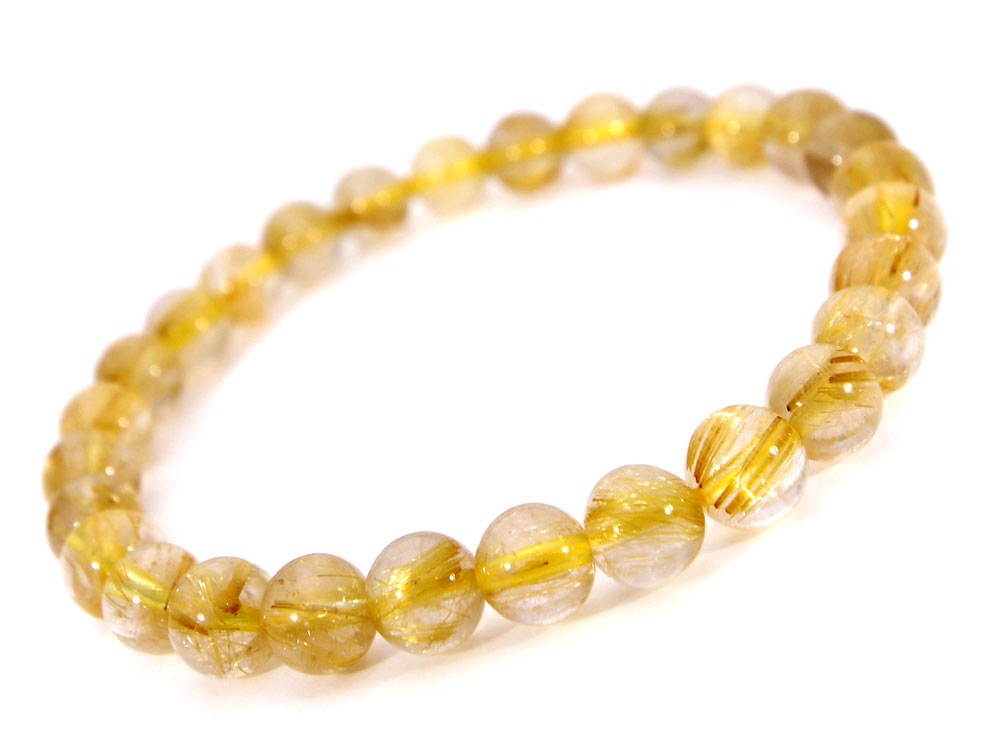 「1点もの 現品」 ラビットヘアー ゴールドルチルクォーツ ルチルクォーツ ブレスレット 6.7mm パワーストーン ブレスレット メンズ レディース 天然石 数珠 アクセサリー メンズブレスレット