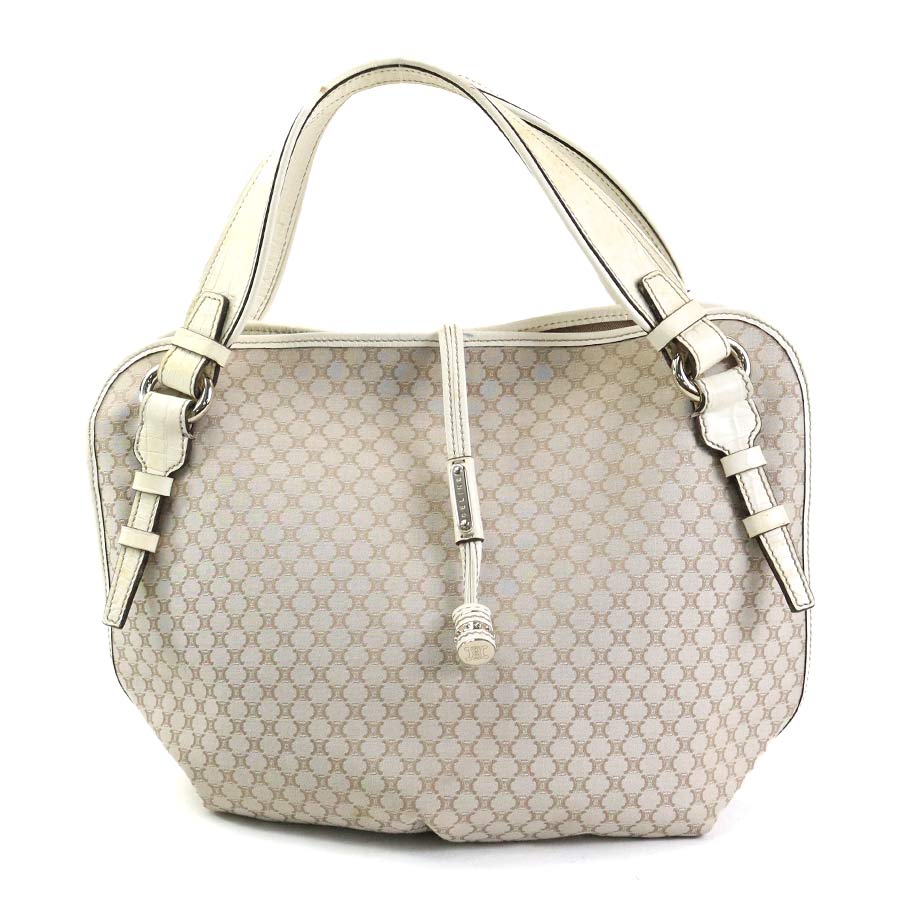 セリーヌ CELINE ハンドバッグ マカダム キャンバス/型押しレザー ベージュ×アイボリー レディース t19651a